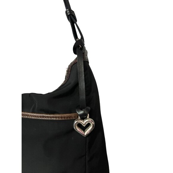 Brighton Crossbody Bag Black Nylon Brown Croc Patent Leather Pockets - Picture 5 of 16